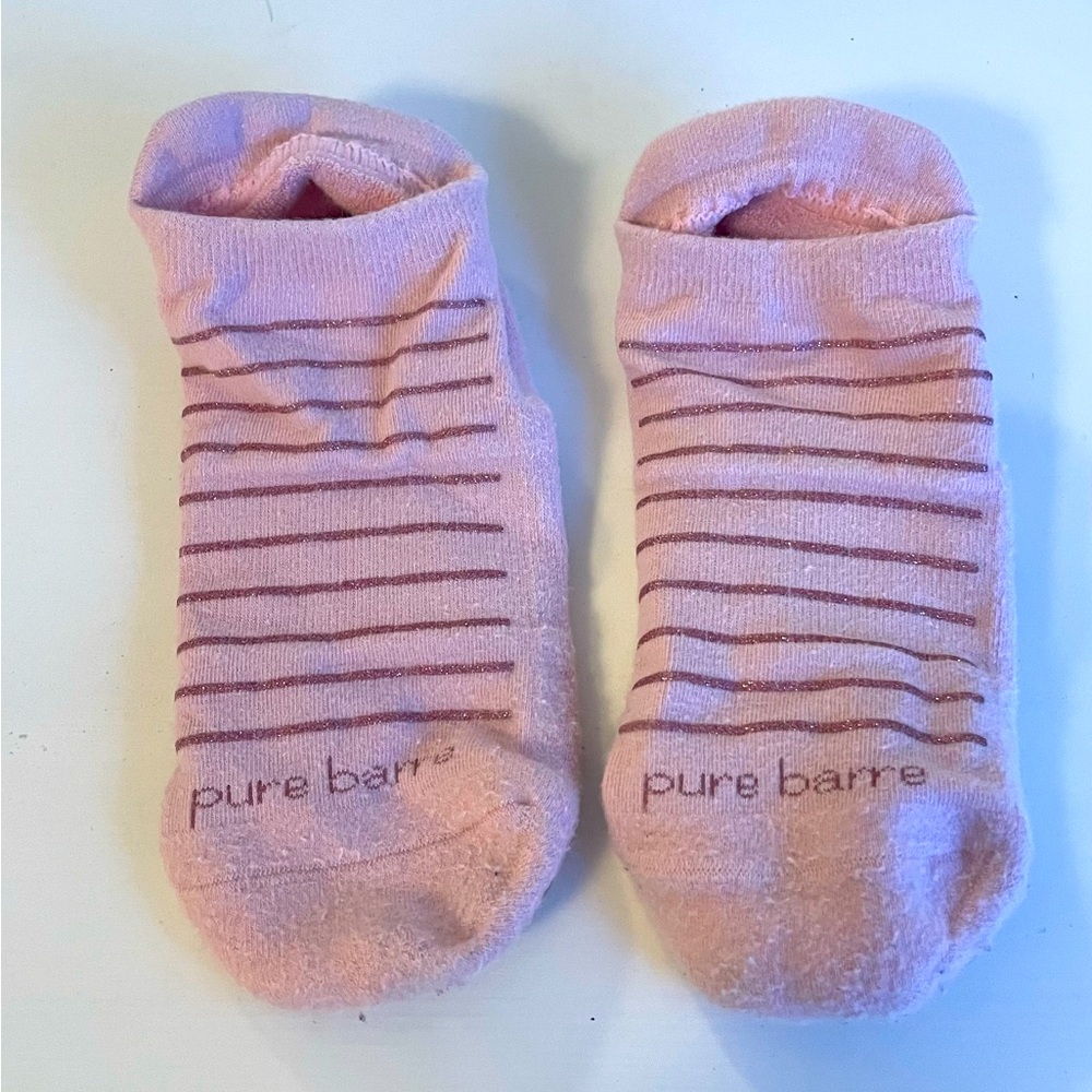 Pure Barre TAVI grip socks - pink glitter stripes